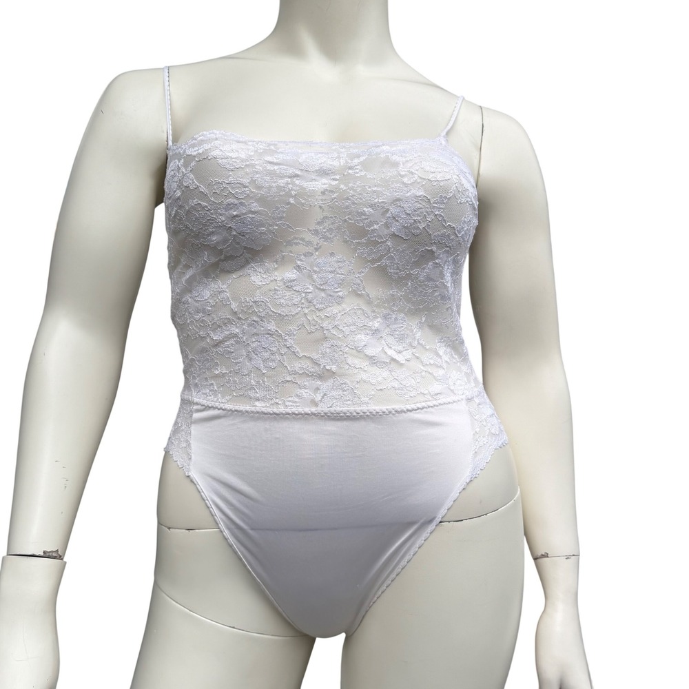 Handmade Vintage Bodysuit Lace Satin Bridal Coquette‎ Balletcore Ivory Sz Small